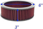 Round Washable Air Filter Cleaner Red Element Replacement Filter Flow