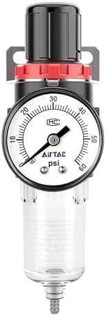 Compressed Air Low Pressure Filter Regulator Airtac AFR2000-C 1/4'' NPT 0-60 PSI Combo Piggybac Adjustable,Bracket,Gauge Semi-Auto Drain