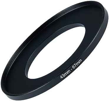 43mm to 67mm Step Up Ring Filter Adapter Black Metal Step up Adapter Rings Compatible with All Brand UV CPL ND Camera Lens Filter Step Down Ring (43mm-67mm)
