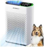 Air Purifier for Large Room, Cleans 2,400 ft² in 30 Mins, 3-Stage True HEPA, 360° Airflow, Large Touch Display Control, Real-Time Air Quality (PM2.5) Display, Ultra-Quiet 20dB Sleep Mode, HAP602 White