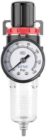 Compressed Air Pressure Filter Regulator Airtac AFR2000-C 1/4'' NPT 0-140 PSI Combo Piggybac Adjustable,Bracket,Gauge Semi-Auto Drain