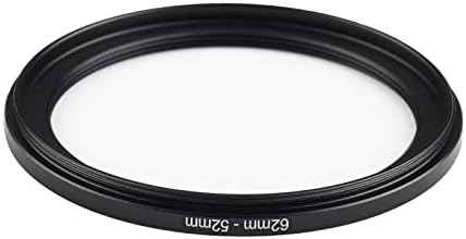 62mm to 52mm Step Down Ring Filter Adapter Applicable to All Brands of UV ND CPL Filter (62mm-52mm)