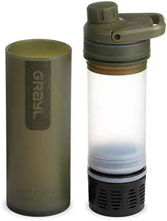 GRAYL UltraPress 16.9 oz Water Purifier & Filter Bottle, Olive Drab