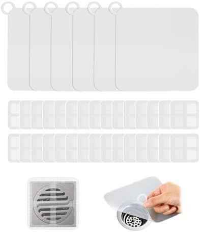 6 PCS Silicone Shower Drain Cover to Keep Bugs Out with 30 Pack Floor Drain Filter Screen Sticker, Anti-Blocking Anti-Insect Sewer Covers