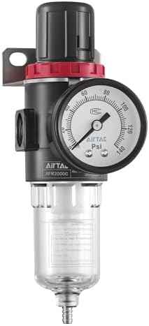 Compressed Air Pressure Filter Regulator Airtac AFR2000-C 1/4'' NPT 0-140 PSI Combo Piggybac Adjustable,Bracket,Gauge Semi-Auto Drain