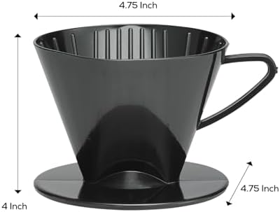 Fino Pour-Over Coffee Brewing Filter Cone, Number 2-Size, Black, Brews
