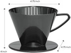 Fino Pour-Over Coffee Brewing Filter Cone, Number 2-Size, Black, Brews