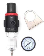 Compressed Air Low Pressure Filter Regulator Airtac AFR2000-C 1/4'' NPT 0-60 PSI Combo Piggybac Adjustable,Bracket,Gauge Semi-Auto Drain
