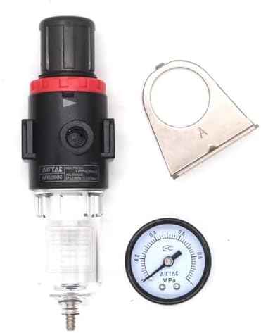 Compressed Air Low Pressure Filter Regulator Airtac AFR2000-C 1/4'' NPT 0-60 PSI Combo Piggybac Adjustable,Bracket,Gauge Semi-Auto Drain