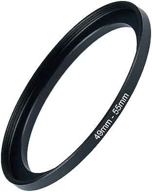49mm to 55mm Step-up Adapter Rings Filter Adapter Black Metal Step Down Filter Ring Adapter Compatible with All Brand UV CPL ND Camera Lens Filter Stepping Rings (49mm-55mm), (NLY001)
