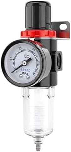Compressed Air Pressure Filter Regulator Airtac AFR2000-C 1/4'' NPT 0-140 PSI Combo Piggybac Adjustable,Bracket,Gauge Semi-Auto Drain