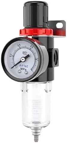 Compressed Air Low Pressure Filter Regulator Airtac AFR2000-C 1/4'' NPT 0-60 PSI Combo Piggybac Adjustable,Bracket,Gauge Semi-Auto Drain