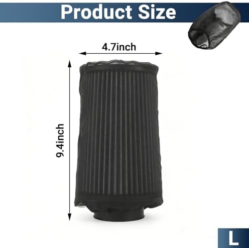 Cold Air Intake Filter Cover, Thickened Dust-proof Water-proof Motorcycle Universal Air Intake Cover Filter Sock for High Flow Cone Air Filter Compatible with Harley Davidson Touring (Large) - Field & Pure
