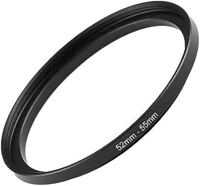 52mm 55mm Step Up Ring Filter Adapter Black Metal Step up Adapter Rings Compatible with All Brand UV CPL ND Camera Lens Filter Step Down Ring (52mm-55mm)