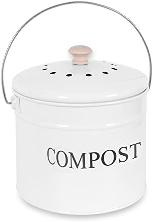 Compost Bin - 1 Gallon Countertop Composter with Lid, Charcoal