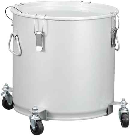 8 Gal Fryer Grease Bucket, Fryer Oil Bucket with Lid, Oil Disposal Caddy with Rust-Proof Coating, Coated Carbon Steel Oil Filter Pot with Caster Base, Oil Transport Container with Lock Clips & Filter