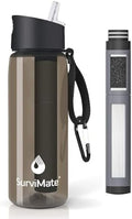 SurviMate 5-Stage 0.01μm Ultra-Filtration Filtered Water Bottle BPA-Free - Field & Pure