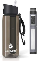 SurviMate 5-Stage 0.01μm Ultra-Filtration Filtered Water Bottle BPA-Free - Field & Pure