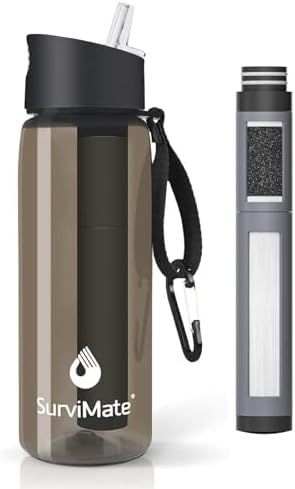 SurviMate 5-Stage 0.01μm Ultra-Filtration Filtered Water Bottle BPA-Free - Field & Pure
