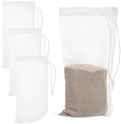 3 Pack Aquarium Filter Bags, 180 Extra Fine Mesh Media Bags for Aquarium, Reusable Nylon Filter Media Bag with Drawstring for Activated Carbon, Resin, Small Tanks(7.5x3.6in)