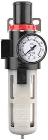 Compressed Air Pressure Filter Regulator Airtac BFR2000-C 1/4'' NPT 0-140 PSI Combo Piggybac Adjustable,Bracket,Gauge Semi-Auto Drain