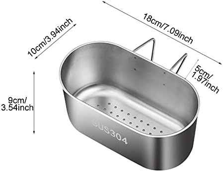 SYCOOVEN Stainless Steel Sink Drain Strainer Basket, Multifunctional Hanging Sink Strainer Colander Drain Basket Kitchen Sink Food Waste Filter and Wash Vegetables Fruits(Silver)