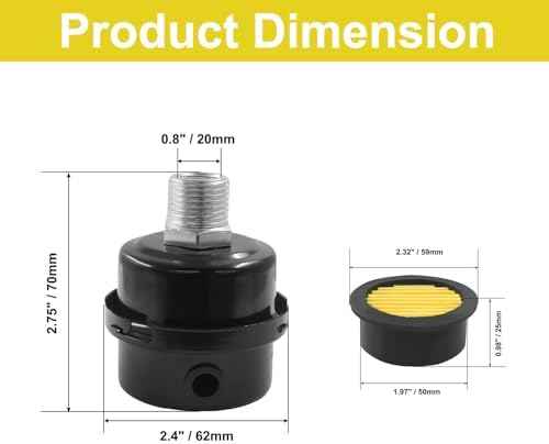 2 Pcs Air Compressor Silencer, 1/2" Thread, 20mm