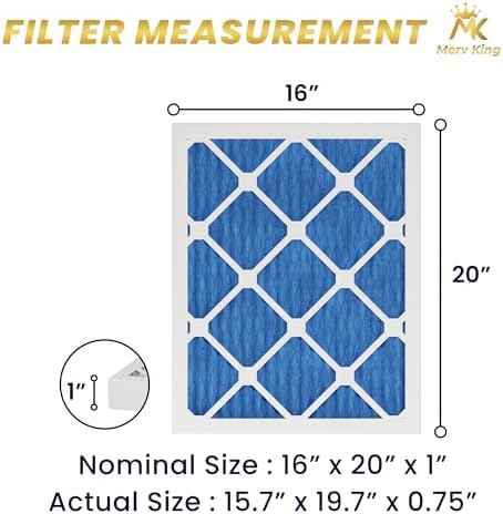 MervKing 16x20x1 Air Filter Actual Size: 15.7" x 19.7" x 0.75" MERV 11 MPR 1000-1200 | MADE IN USA | 6-Pack | Pleated HVAC AC Furnace Replacement