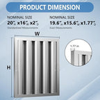 Stainless Steel Commercial Kitchen Hood Filter, 15.5W x 19.5H Inch