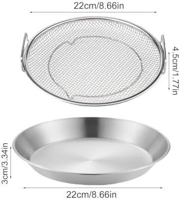 Kitchen Oil Filter Tray - Stainless Steel Mesh Filtering Basket With Tray | Oil Drain Rack | Oil Drip Filter For Frying Grilling Food | Air Fryer Accessories For Frying Grilling Food - Field & Pure