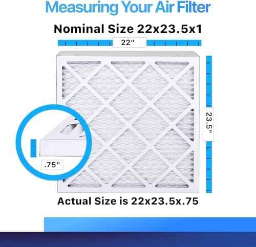 22x23.5x1 Air Filter (MERV 8) (4-Pack) King Dust & Allergy Control AC Furnace Filters, MADE IN USA, HVAC, Pleated, Electrostatic (Actual Size: 22 x 23.5 x .75)