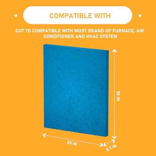 20x30x1 Air Filter Cut To Compatible with Furnace & Air Conditioner High Air Flow Polyester Fiber Filter Media, 2 Pack (20" x 30" x 0.7" actual)