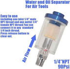 Oil Water Separator for Air Line, 1/4 Inch NPT Inlet and Outlet, Air Compressor Water Separator Filter, Water Separator For Air Compressor Line Dryer 90 PSI (4Pcs)