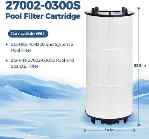 27002-0300S Pool Fliter Compatible with sta-rite PLM300 and System 2 Pool and Spa Cartridge Filter Modular Media, Replacement for sta-rite 27002-0300S DE Pool and Spa Filter,300 sq.ft