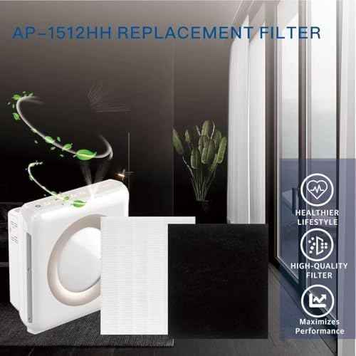 Airmega AP-1512HH Replacement Filter for Coway air purifier, Compatible with Coway Airmega AP1512HH Air Purifier, 3304899, 4 Filter With 4 Pre-Cut Carbon Filters