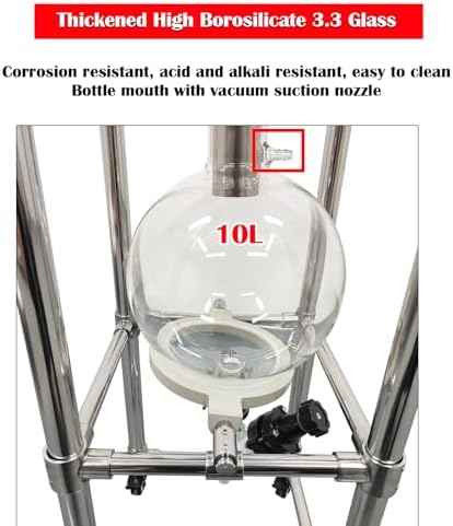 Glass Vacuum Filter Lab Vacuum Filtration Extraction Apparatus with 10L Brinell Funnel/10L Glass Flask Negative Pressure Stainless Steel Vacuum Filter Kit for Liquid Extraction