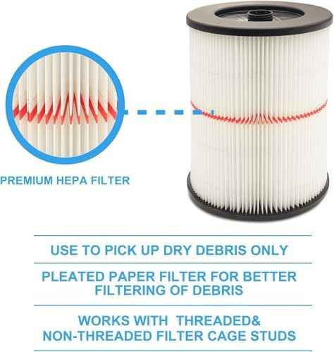 17816 Filter for Craftsman Shop Vac Filters 5/6/8/12/16 Gallon Wet/Dry Vac