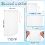 3 Pack Aquarium Filter Bags, 180 Extra Fine Mesh Media Bags for Aquarium, Reusable Nylon Filter Media Bag with Drawstring for Activated Carbon, Resin, Small Tanks(7.5x3.6in)