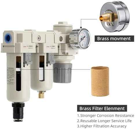 Air Filter Dryer 3/8 NPT Auto Drain+Semi-Auto Drain-Double Air Filters,Air Pressure Regulator,Air Compressor Water Separator(0-150PSI)