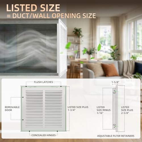 Fancat Return Air Filter Grille for 12x12 Ducts, Steel Vent Cover