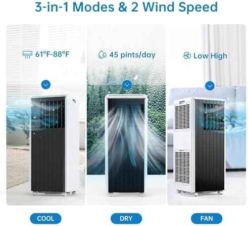 8,000 BTU Portable Air Conditioner with Sleep, Cool, Dehumidifier & Fan