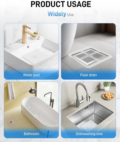 6 PCS Silicone Shower Drain Cover to Keep Bugs Out with 30 Pack Floor Drain Filter Screen Sticker, Anti-Blocking Anti-Insect Sewer Covers - Field & Pure