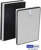 PUREBURG Replacement Filter Compatible with NUWAVE Oxypure 47401 47402 47404 Portable Air Purifier Part H5P3, 2-Pack(4 Filters) H13 HEPA 3-Stage Filtration Activated Carbon 2-in-1