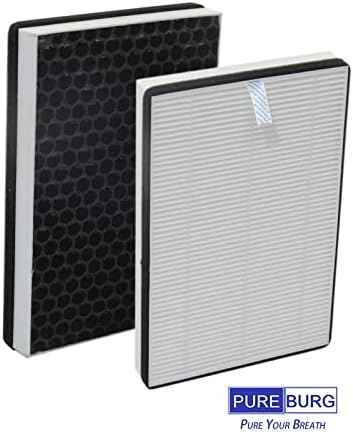 PUREBURG Replacement Filter Compatible with NUWAVE Oxypure 47401 47402 47404 Portable Air Purifier Part H5P3, 2-Pack(4 Filters) H13 HEPA 3-Stage Filtration Activated Carbon 2-in-1