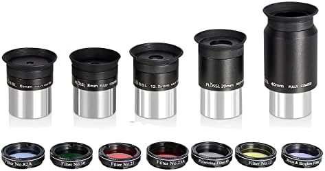 CelticBird 1.25" Eyepiece and Filter Set with a Carry Case-Telescope Accessory Kit (13 Piece) - 5pcs Plossl Eyepieces & 5pcs Color Filters & a 2X Barlow Lens & a Moon Filter & a Polarizing Filter - Field & Pure