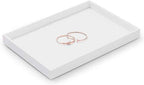 Oirlv Premium White Leather Stackable Jewelry Tray Flat Jewelry Organizer Tray