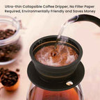 Paperless Collapsible Pour Over Coffee Dripper, Travel Pour Over Coffee Maker Camping with Reusable Metal Filter, Silicone Collapsible coffee filter, Single Cup Coffee Strainer Pour Over Black
