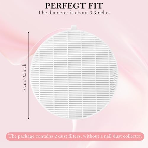 2 Pack Dust Collector Filter Replacement Compatible with Melody Susie, White Nail Dust Collectors Filter for Home and Nail Salons, Reusable Dusts Collectors Match with Dusts Collector Nails Tech Tool