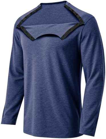 Unisex Chemo Port Shirts Long Sleeve Post Shoulder Surgery Recovery Shirts Tear Away Chemo Clothing