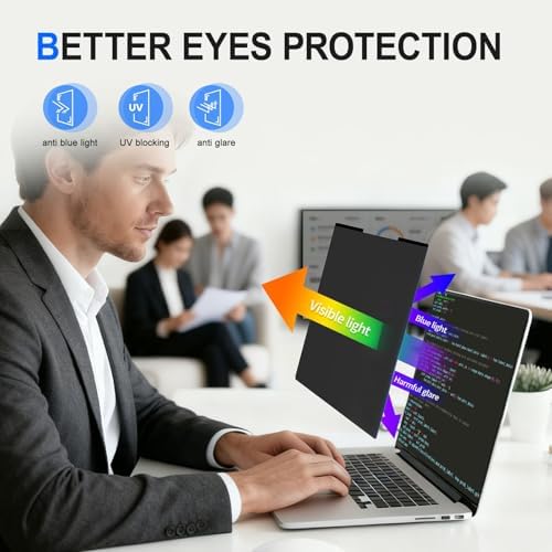 2Pack Magnetic 14 Inch Laptop Privacy Screen 16:9 Aspect Ratio, Removable Anti-Blue/Glare Protector Film, Anti Spy Desktop Security Private Filter 14in - Field & Pure